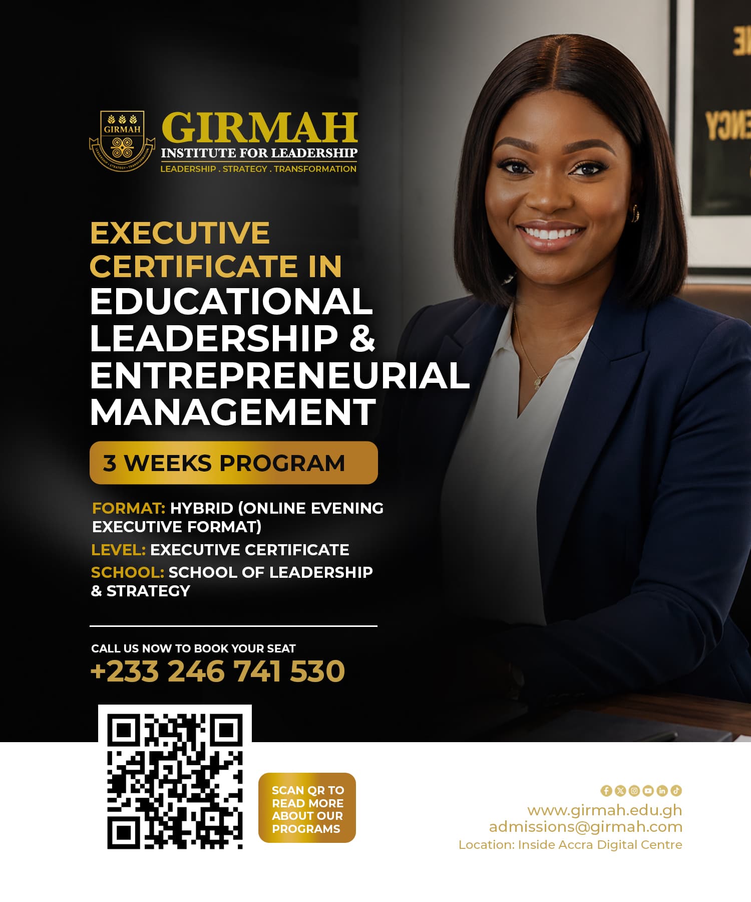 EXECUTIVE CERTIFICATE IN EDUCATIONAL LEADERSHIP & ENTREPRENEURIAL MANAGEMENT program poster