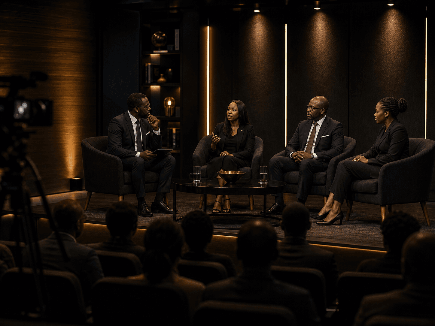 Executive panel discussion before an audience